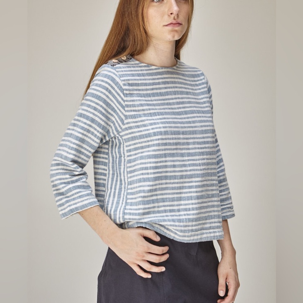 Ace & Jig blue striped Dockside top in Railroad Medium